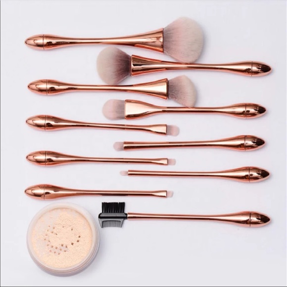 10 Piece Rose Gold Makeup Brush Set - Picture 8 of 8